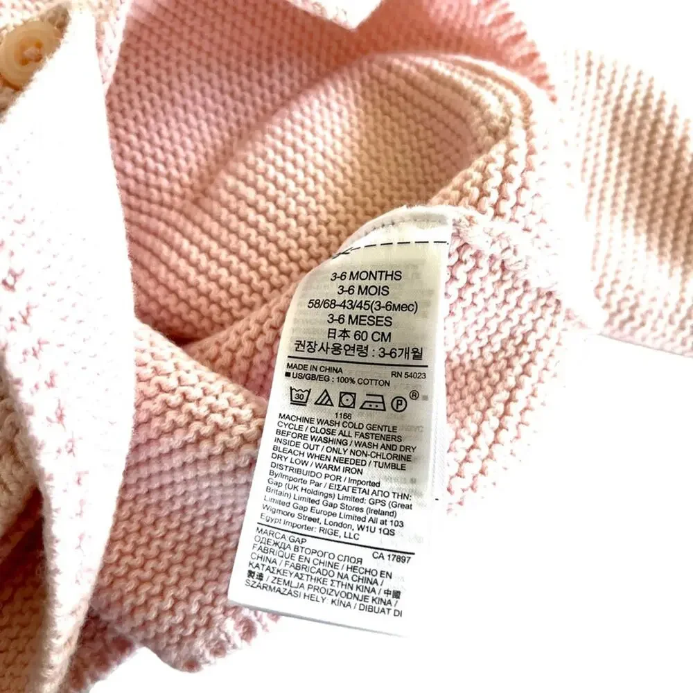 Baby Gap girls pink pearl knit cardigan sweater size 3/6 months